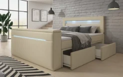 Boxspringbett Rinori mit TV Lift, USB, LED und Stauraum
