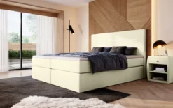 Boxspringbett Sejour Bouclé mit LED u. Stauraum