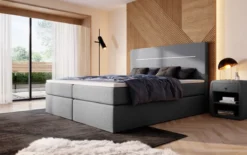 Boxspringbett Sejour Bouclé mit LED u. Stauraum