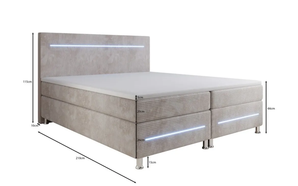 Boxspringbett Sejour mit LED in Cord