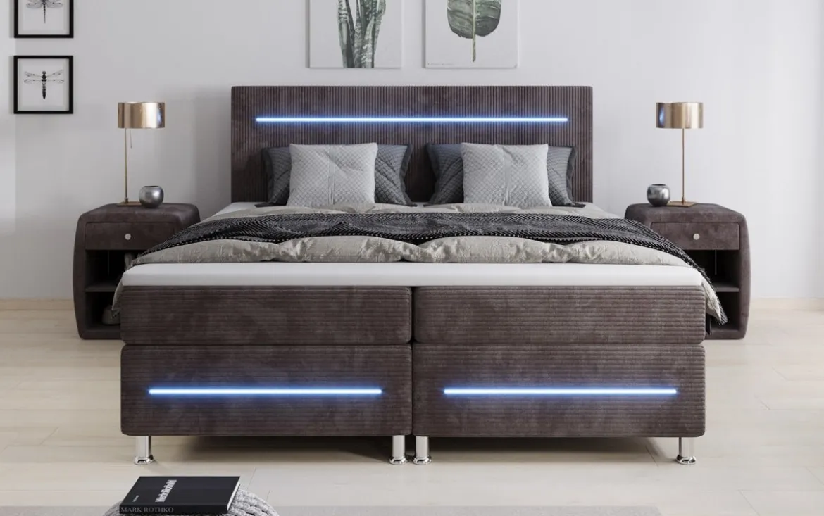 Boxspringbett Sejour mit LED in Cord