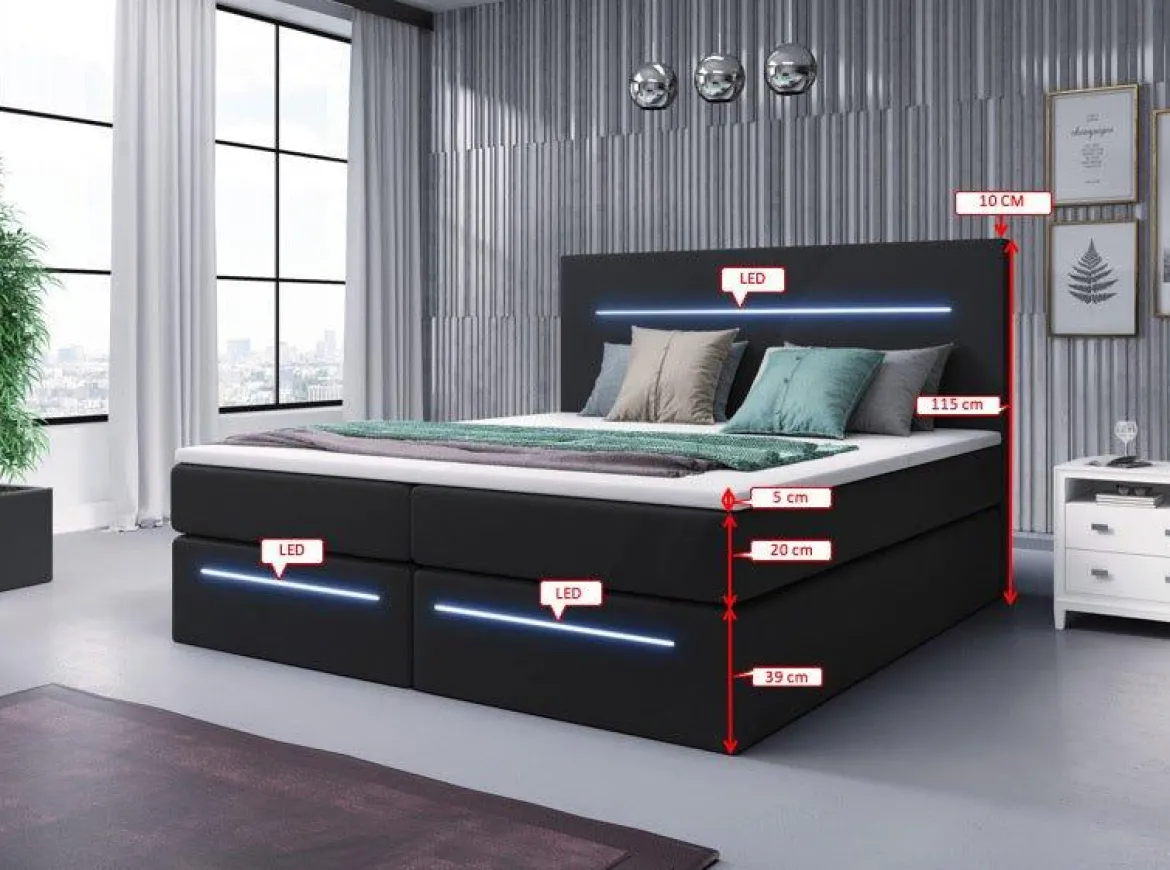 Boxspringbett Sejour mit LED u. Stauraum