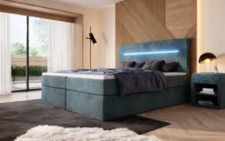 Boxspringbett Sejour mit LED u. Stauraum in Cord