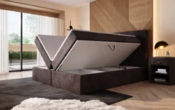 Boxspringbett Sejour mit LED u. Stauraum in Cord
