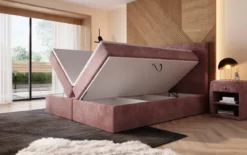 Boxspringbett Sejour mit LED u. Stauraum in Cord
