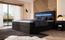 Boxspringbett Sejour mit LED u. Stauraum in Cord