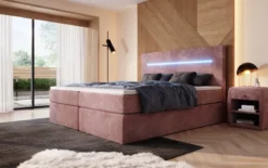 Boxspringbett Sejour mit LED u. Stauraum in Cord
