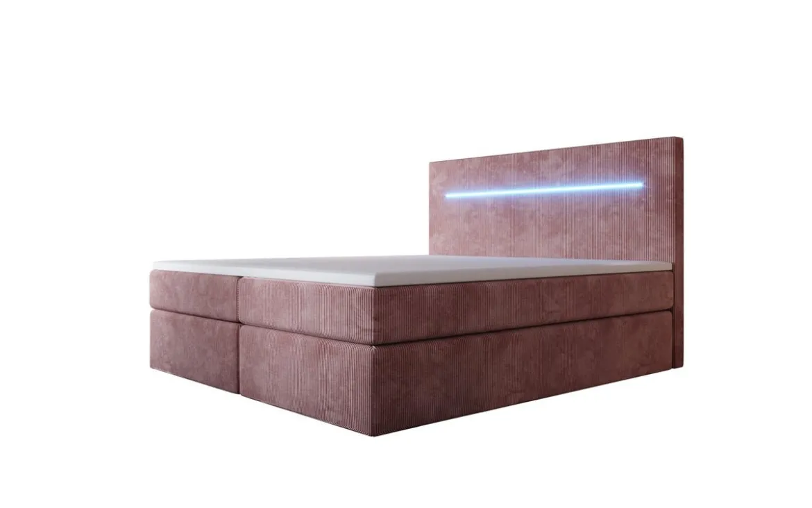 Boxspringbett Sejour mit LED u. Stauraum in Cord