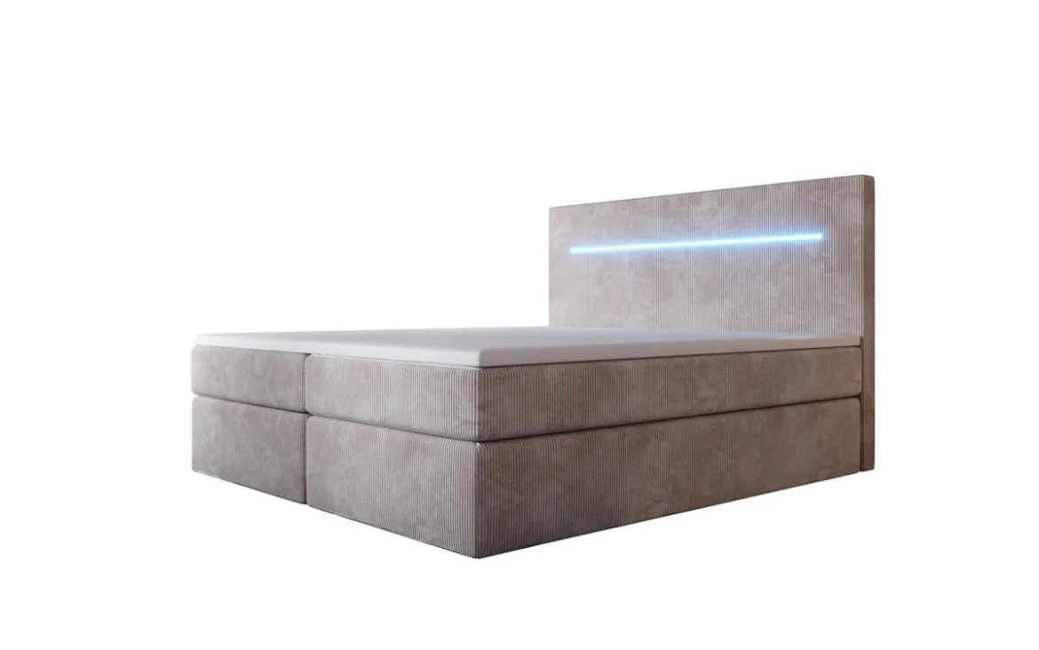 Boxspringbett Sejour mit LED u. Stauraum in Cord
