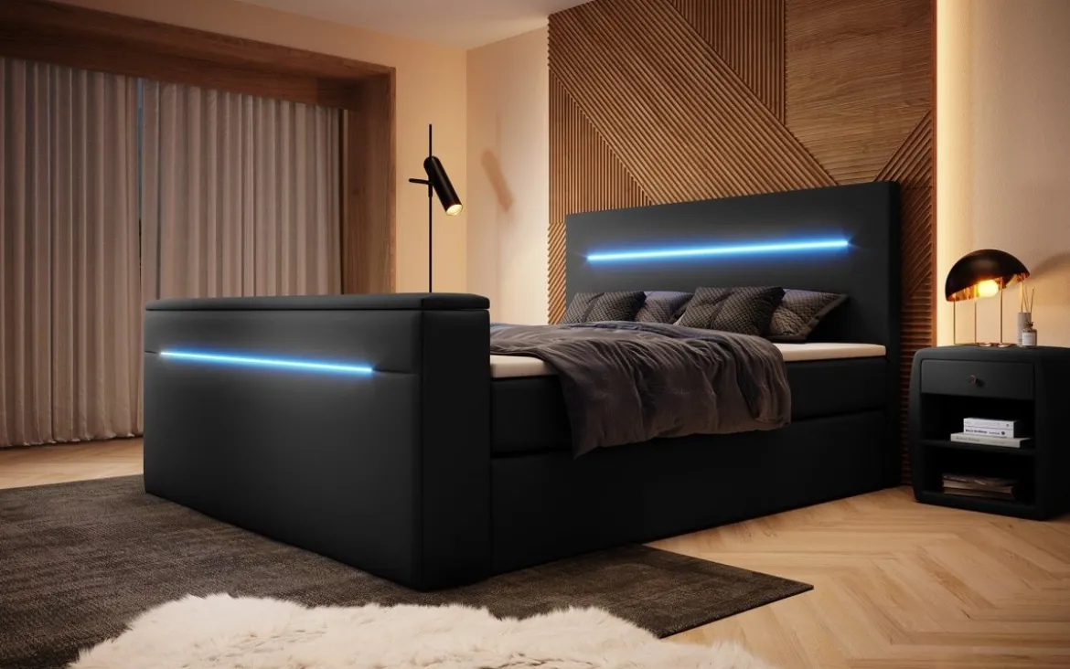 Boxspringbett Sejour mit TV Lift, RGB und Stauraum