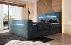 Boxspringbett Sejour mit TV Lift, RGB und Stauraum in Cord