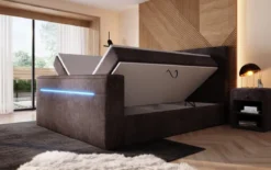 Boxspringbett Sejour mit TV Lift, RGB und Stauraum in Cord