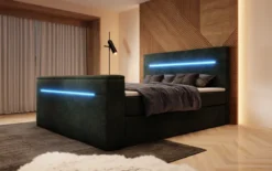 Boxspringbett Sejour mit TV Lift, RGB und Stauraum in Cord
