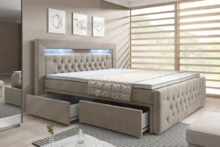 Boxspringbett Sera mit LED und Stauraum (4 Schubladen)