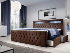 Boxspringbett Sera mit LED und Stauraum (4 Schubladen)