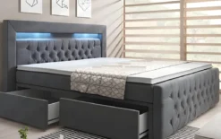 Boxspringbett Sera mit LED und Stauraum (4 Schubladen)