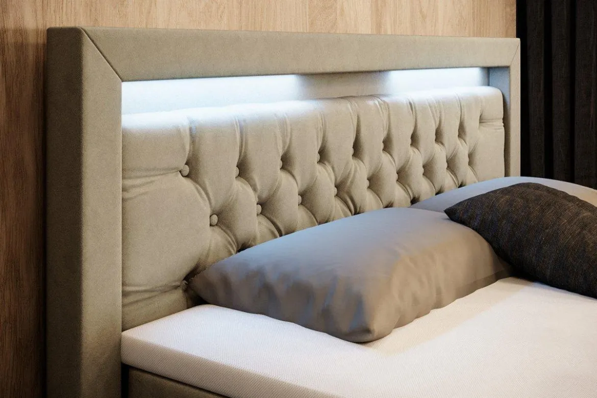 Boxspringbett Sera mit LED und Stauraum (4 Schubladen)
