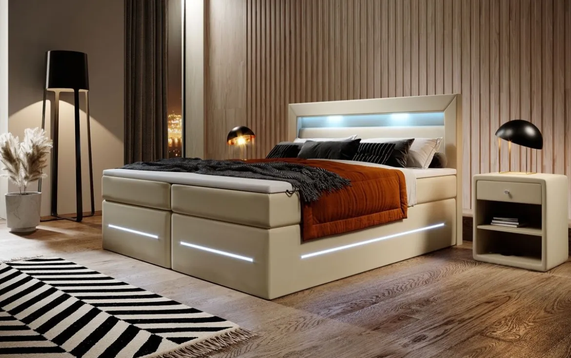 Boxspringbett Sevilla mit LED und Stauraum