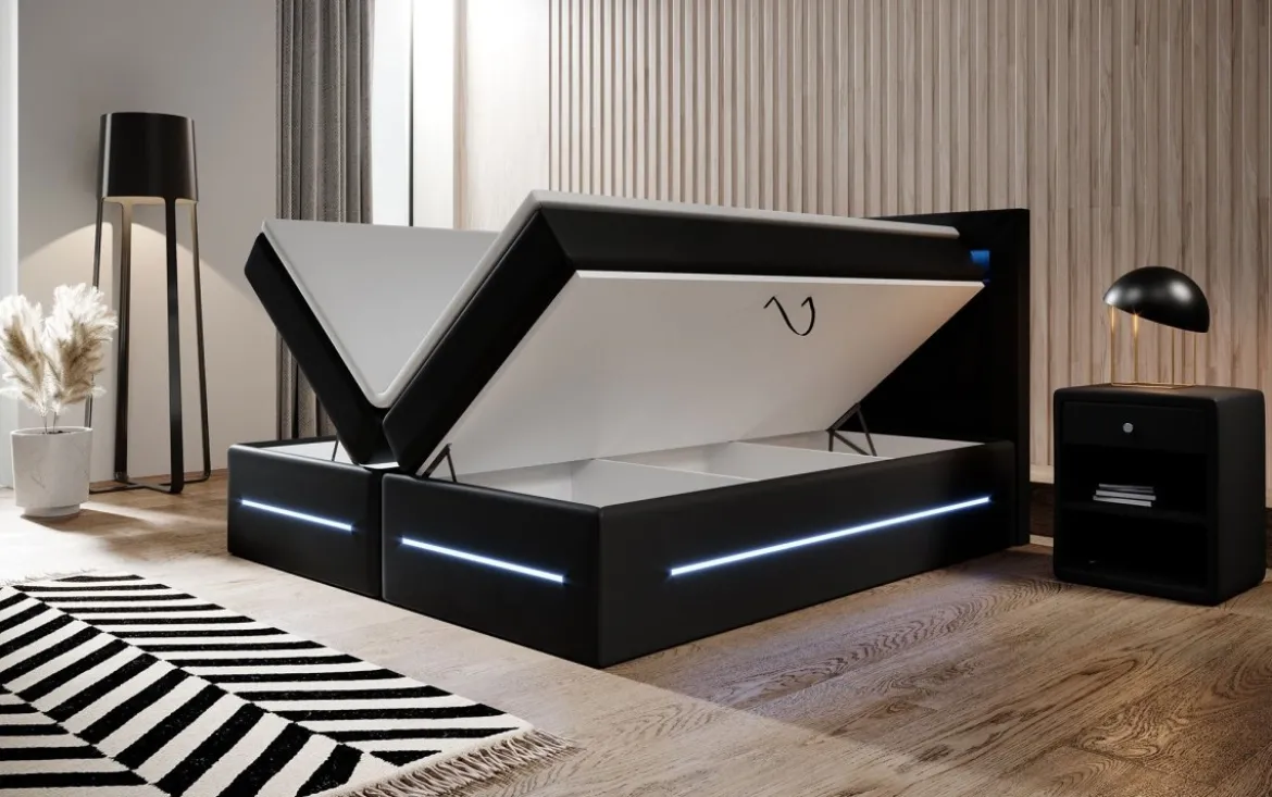 Boxspringbett Sevilla mit LED und Stauraum