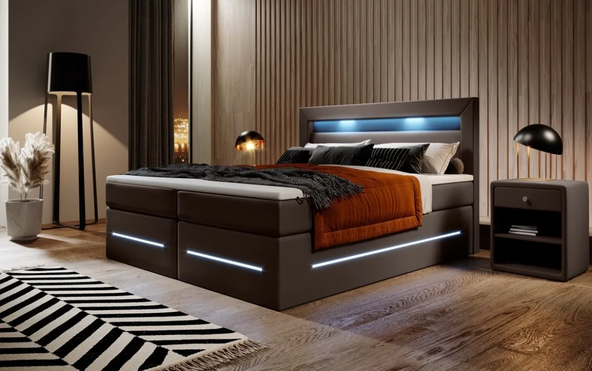 Boxspringbett Sevilla mit LED und Stauraum