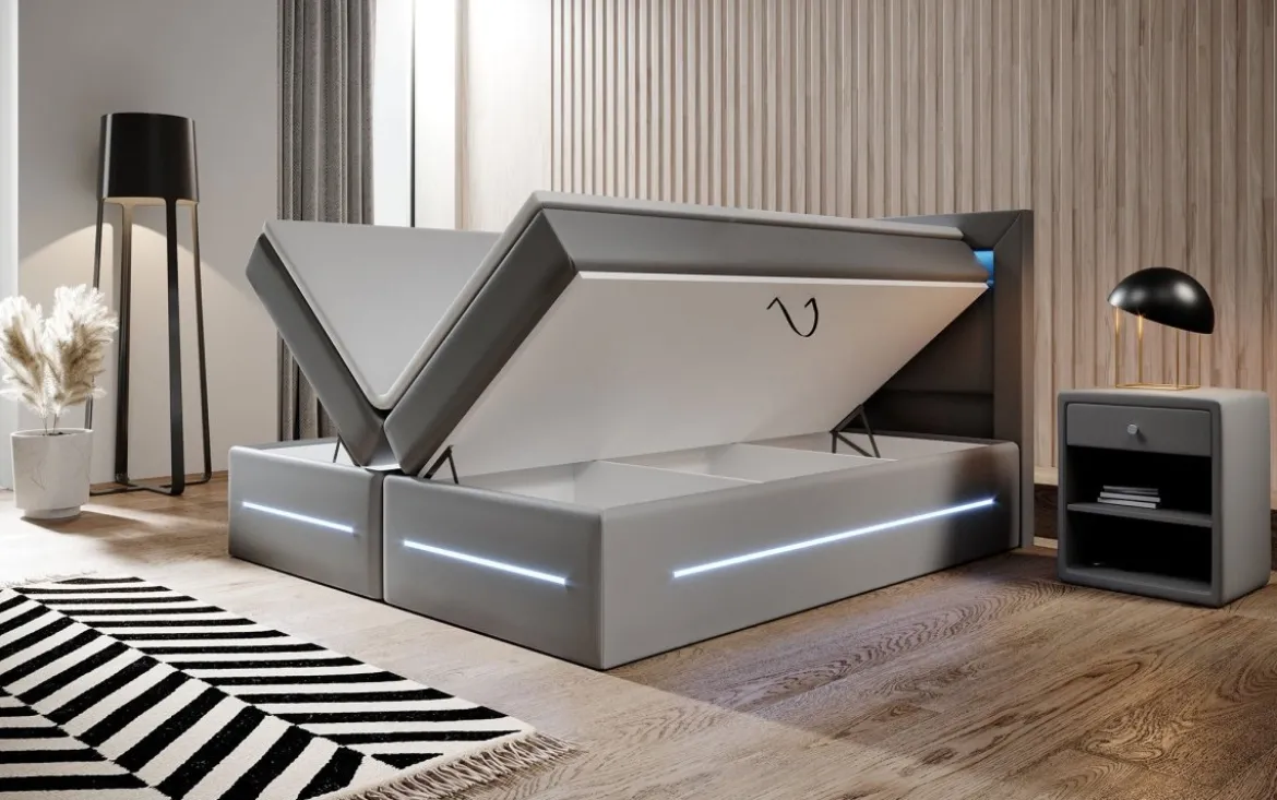 Boxspringbett Sevilla mit LED und Stauraum