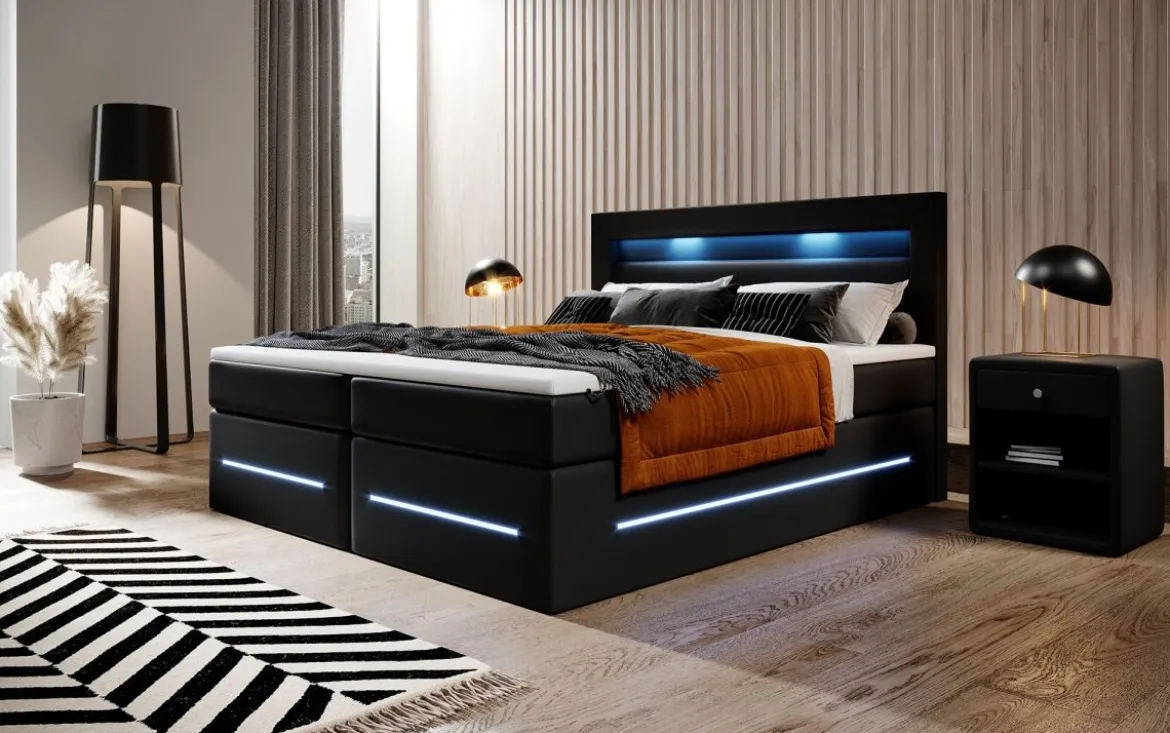 Boxspringbett Sevilla mit LED und Stauraum