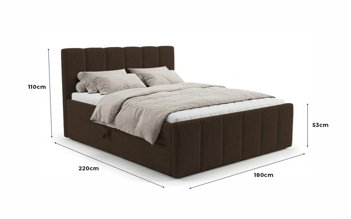 Boxspringbett Siena mit hochklappbarem Stauraum in Cord
