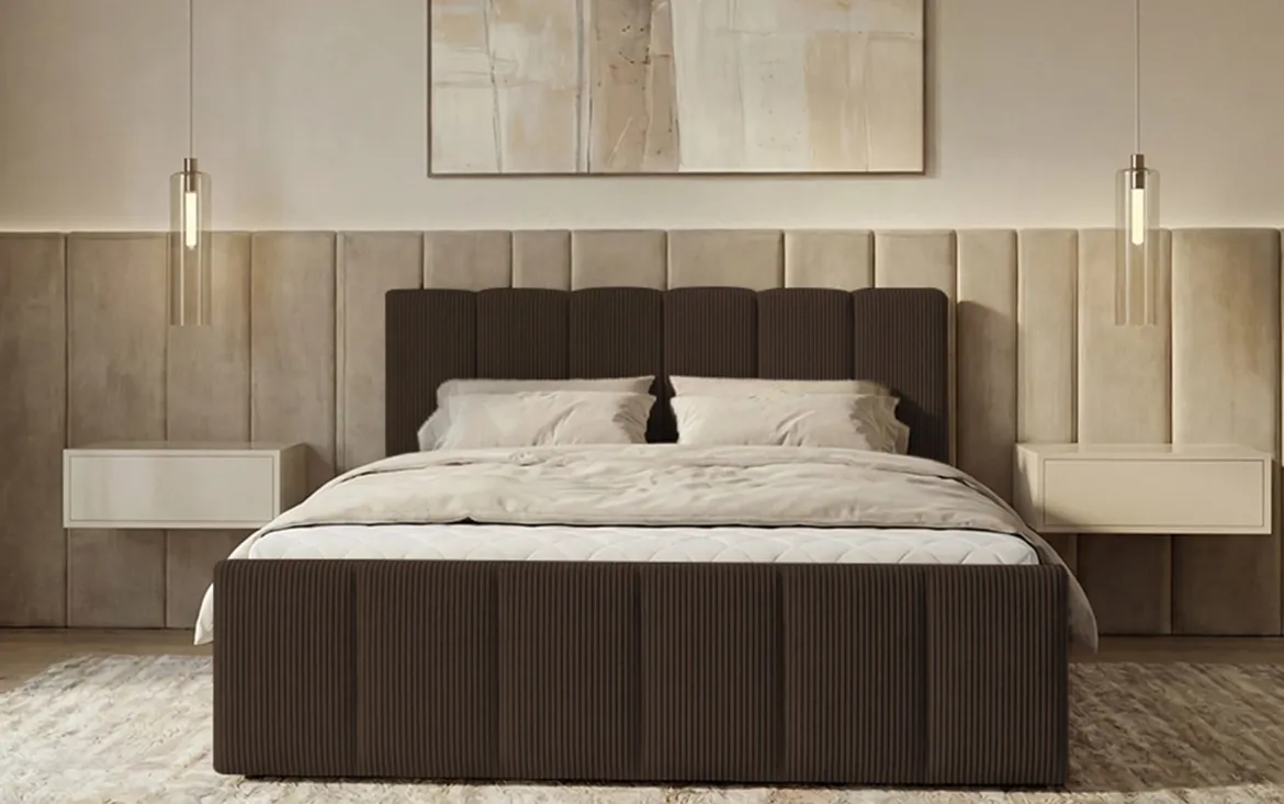 Boxspringbett Siena mit hochklappbarem Stauraum in Cord