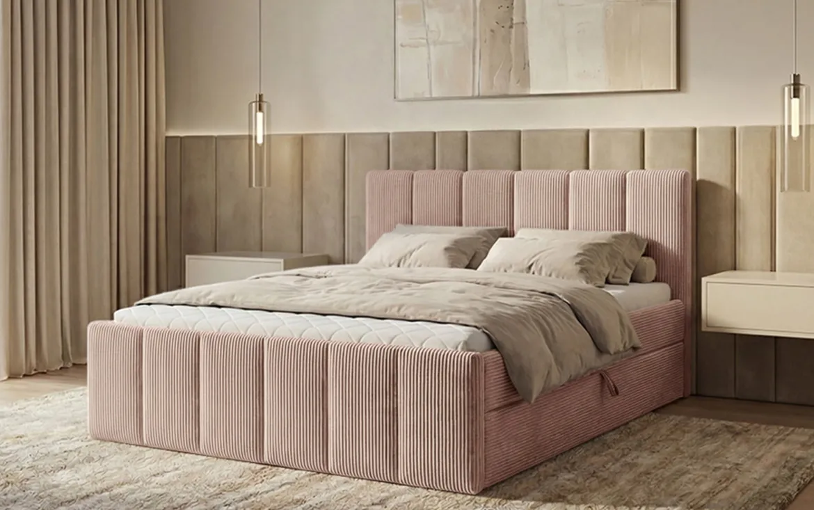 Boxspringbett Siena mit hochklappbarem Stauraum in Cord