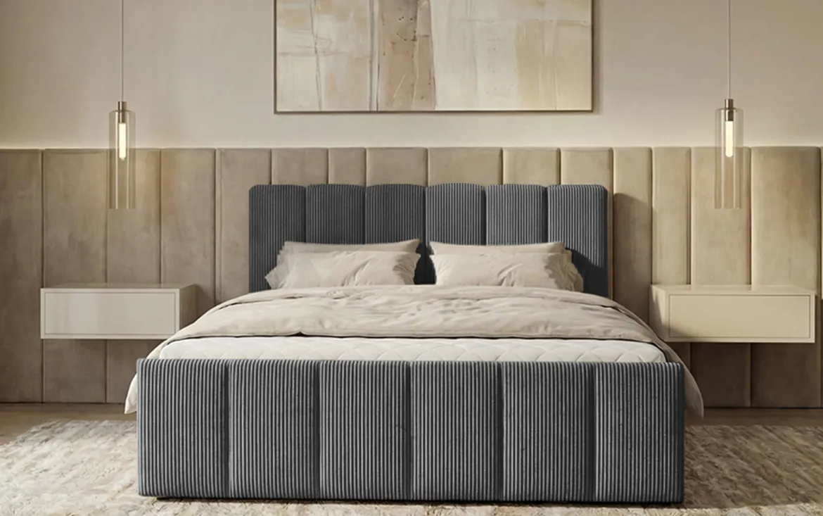 Boxspringbett Siena mit hochklappbarem Stauraum in Cord