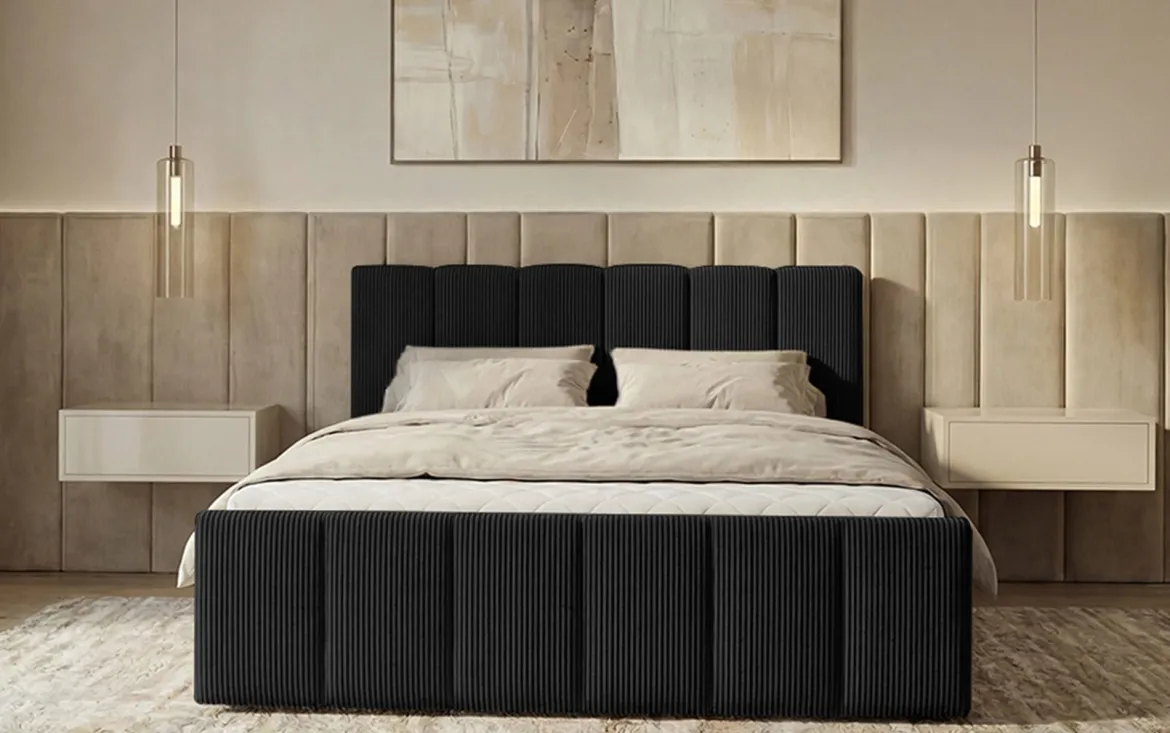 Boxspringbett Siena mit hochklappbarem Stauraum in Cord