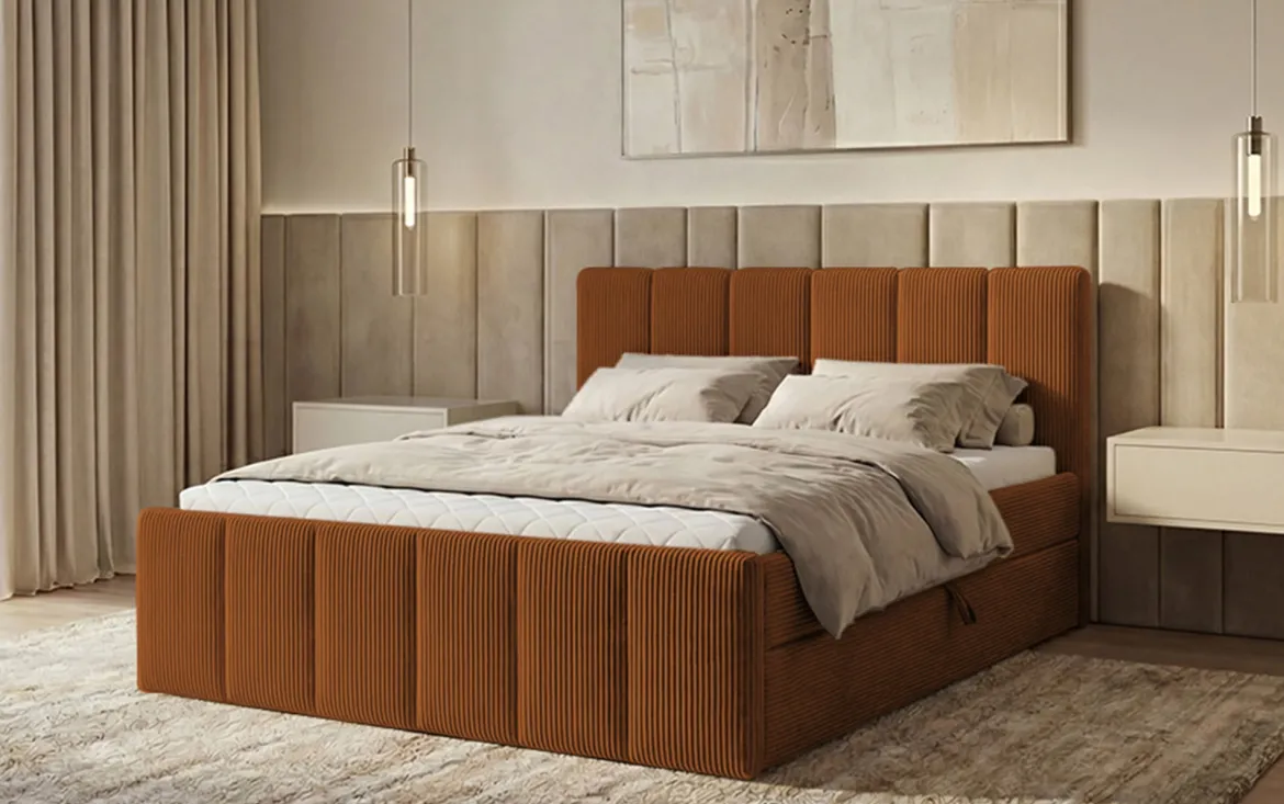 Boxspringbett Siena mit hochklappbarem Stauraum in Cord