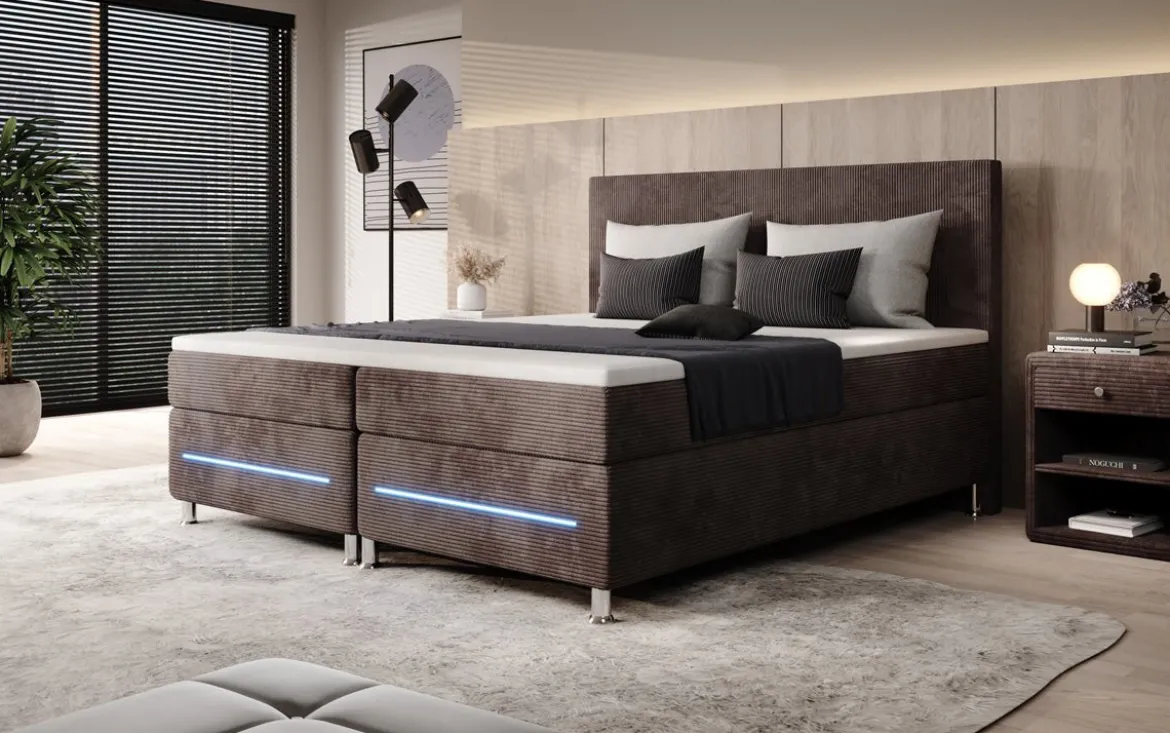 Boxspringbett Simple mit LED in Cord