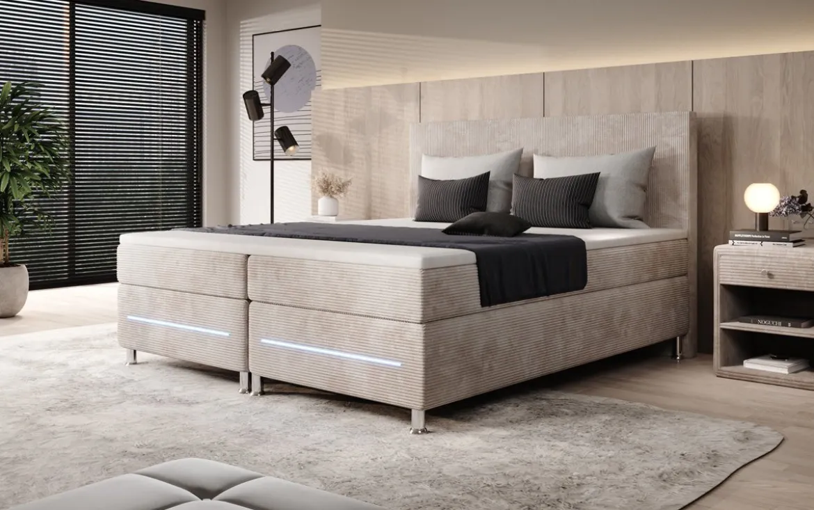 Boxspringbett Simple mit LED in Cord