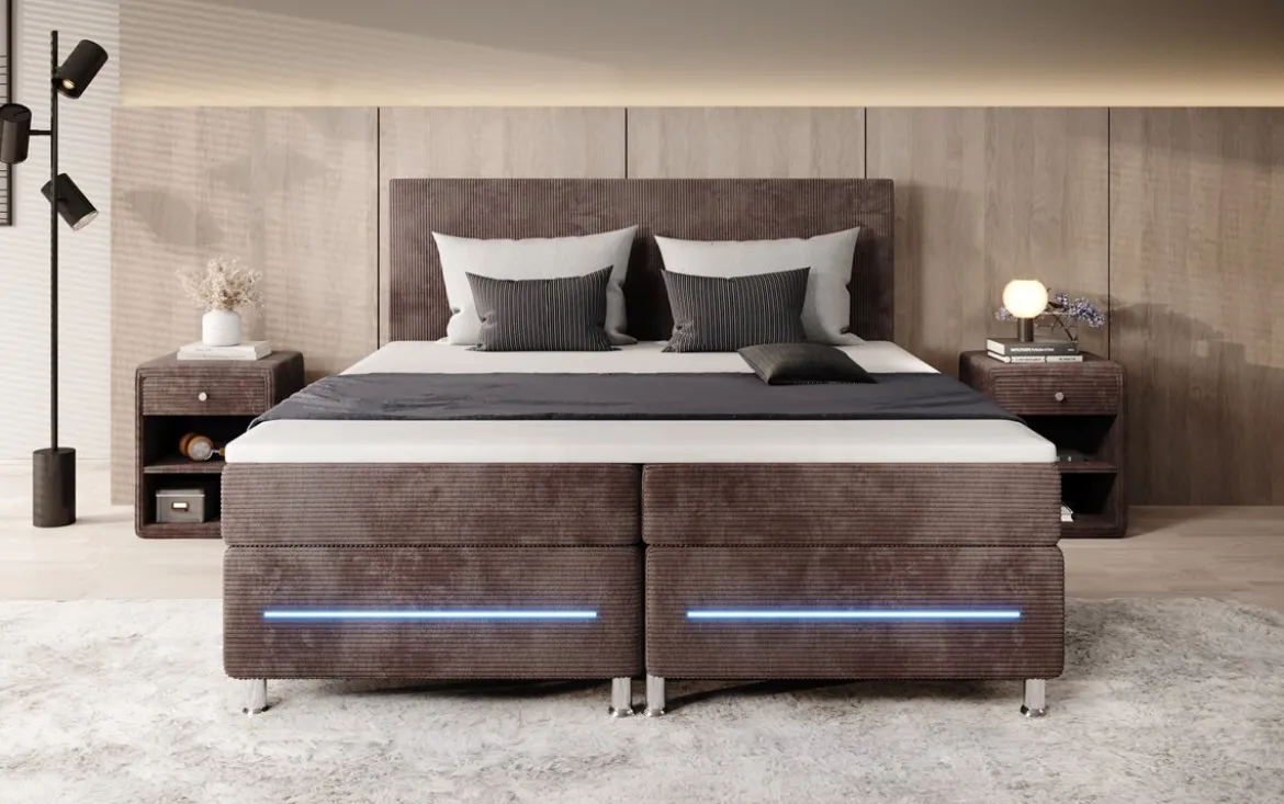 Boxspringbett Simple mit LED in Cord