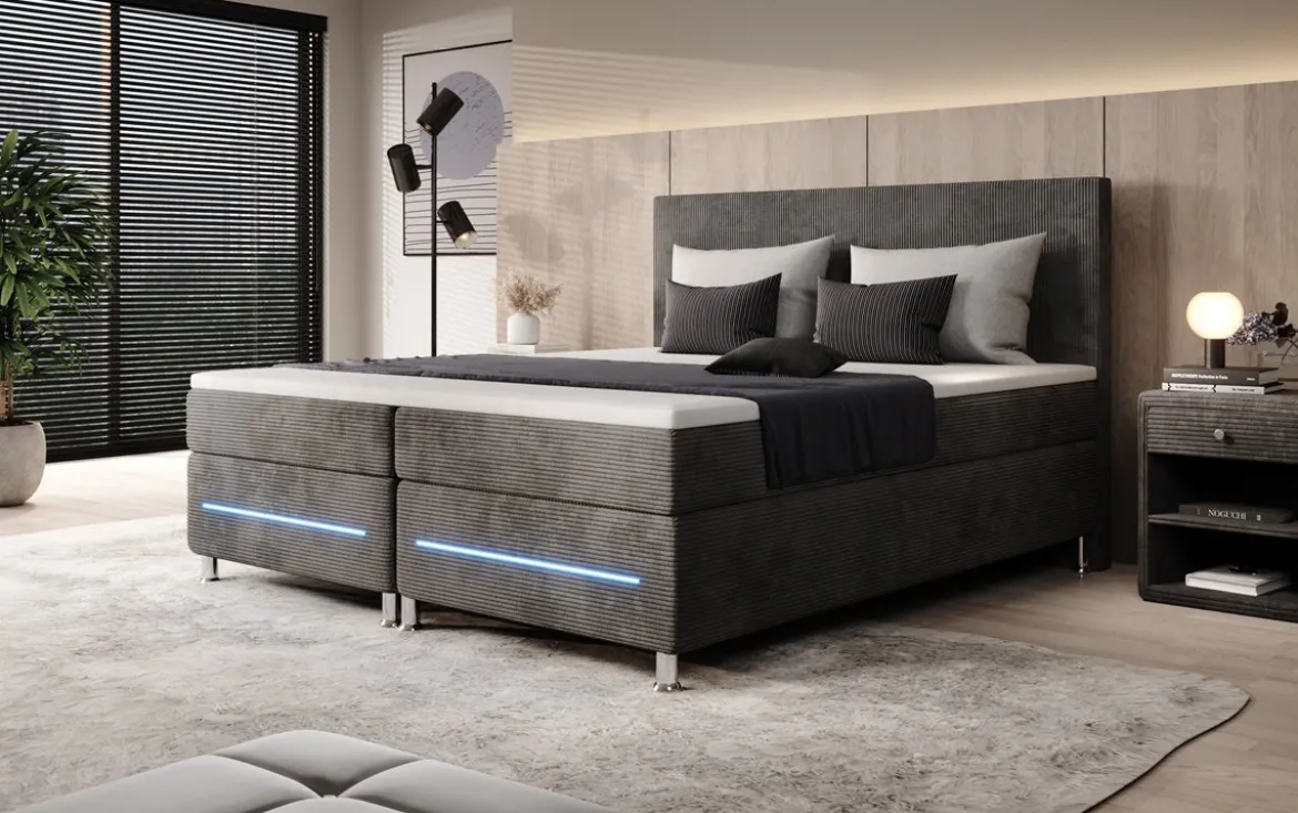 Boxspringbett Simple mit LED in Cord
