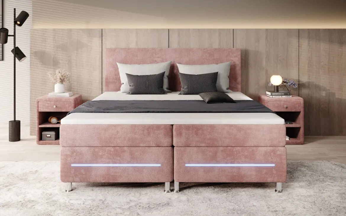 Boxspringbett Simple mit LED in Cord