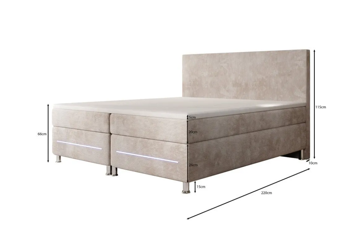 Boxspringbett Simple mit LED in Cord