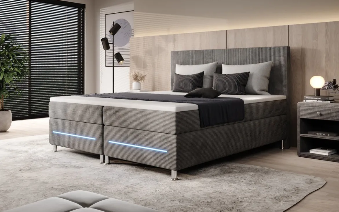 Boxspringbett Simple mit LED in Cord