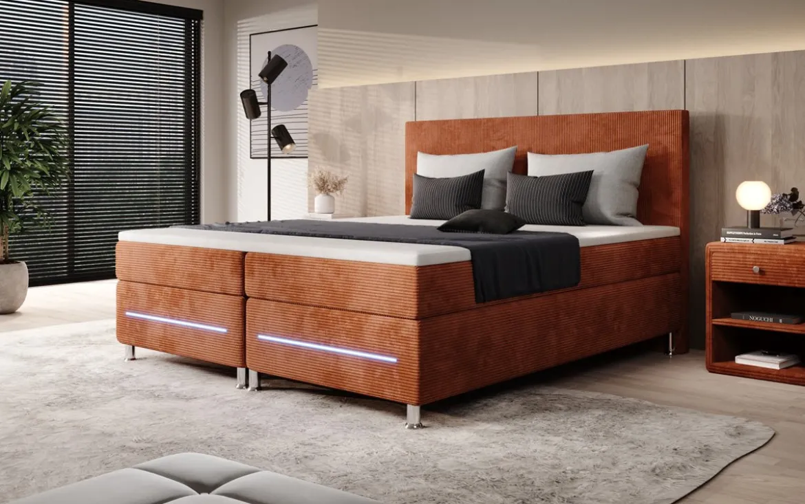 Boxspringbett Simple mit LED in Cord