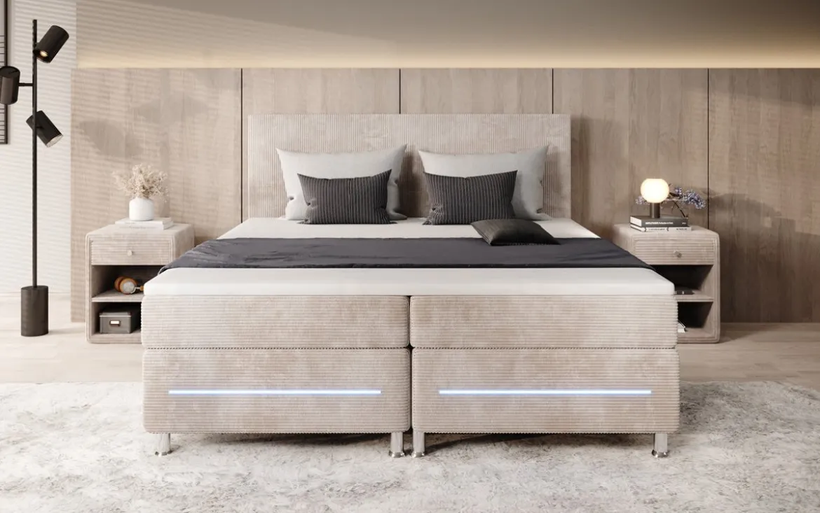 Boxspringbett Simple mit LED in Cord