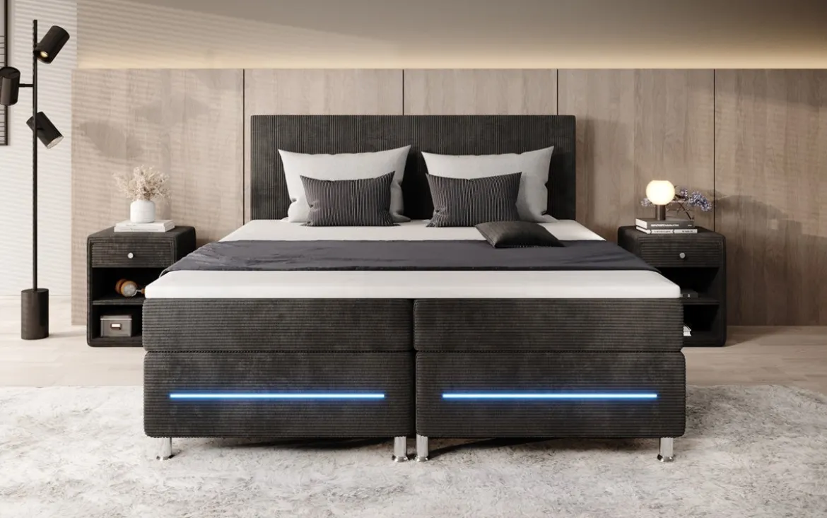 Boxspringbett Simple mit LED in Cord