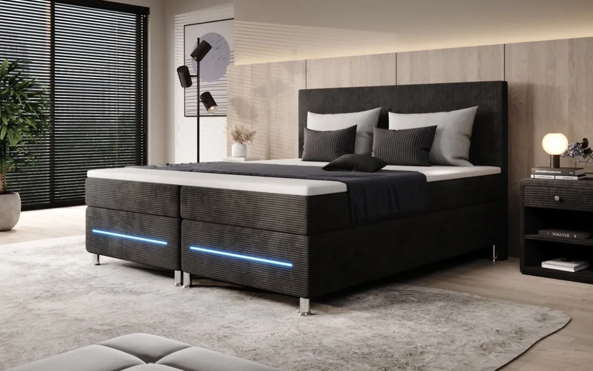 Boxspringbett Simple mit LED in Cord