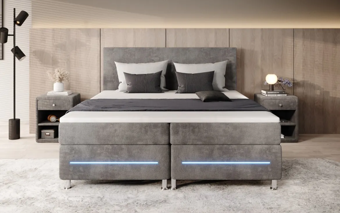 Boxspringbett Simple mit LED in Cord