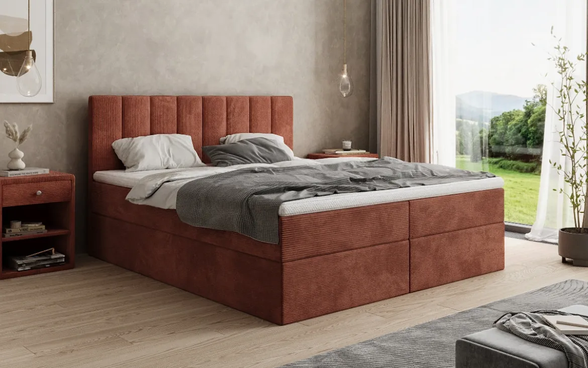 Boxspringbett Sofia in Cord mit Stauraum