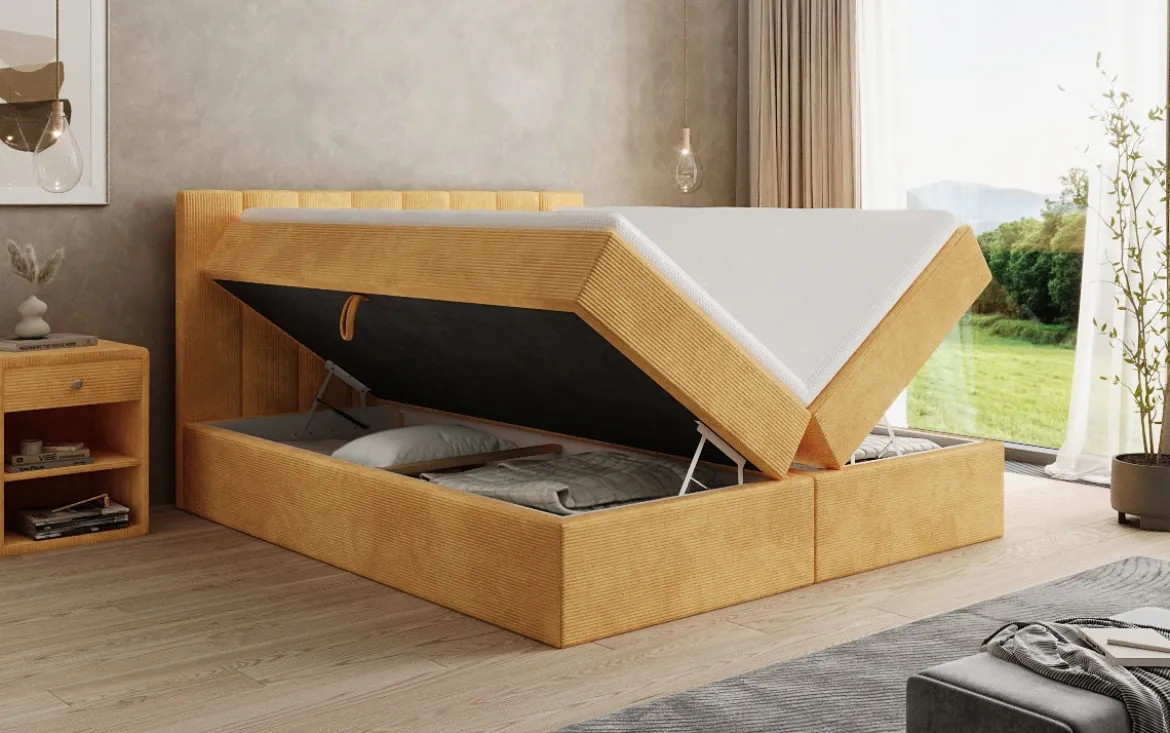 Boxspringbett Sofia in Cord mit Stauraum