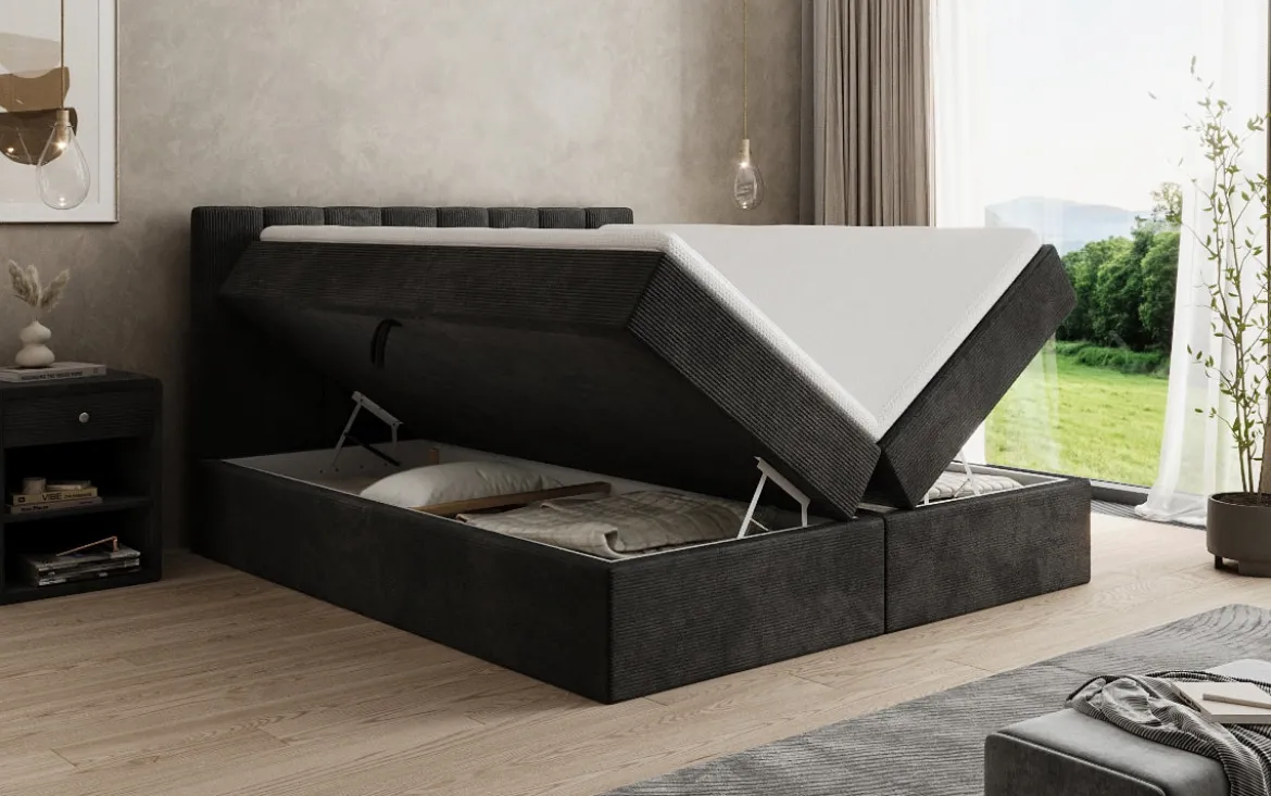 Boxspringbett Sofia in Cord mit Stauraum