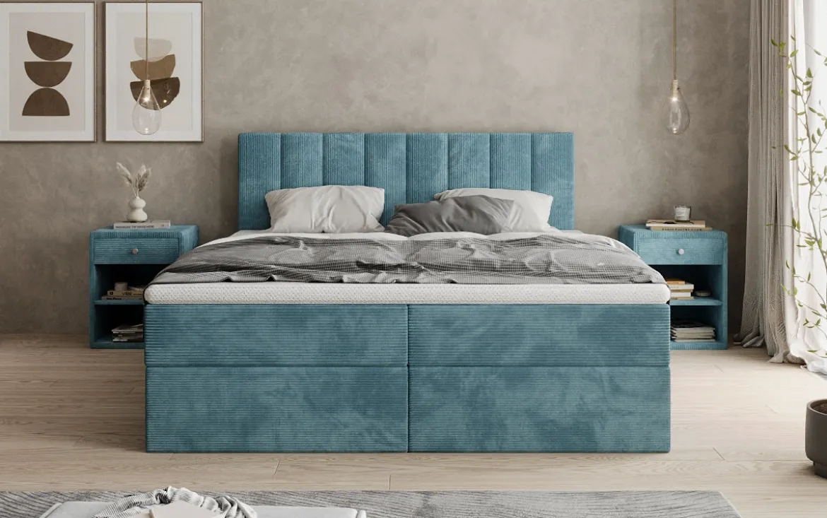 Boxspringbett Sofia in Cord mit Stauraum