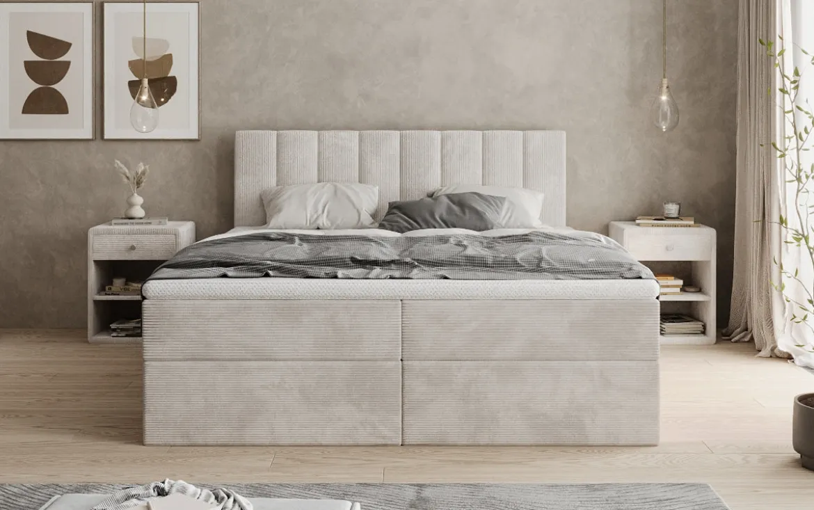 Boxspringbett Sofia in Cord mit Stauraum