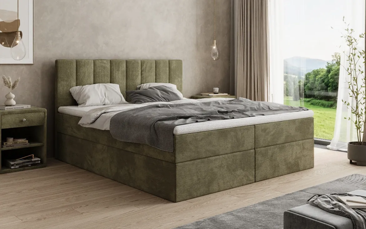 Boxspringbett Sofia in Cord mit Stauraum